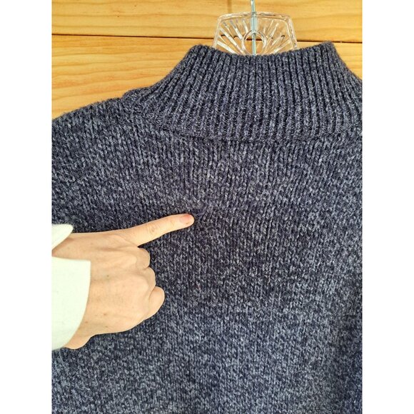 Vtg L.L. Bean Mens Navy 100% Lambs Wool Full-Zip Sweater L-Reg 90's Academia - Picture 7 of 11